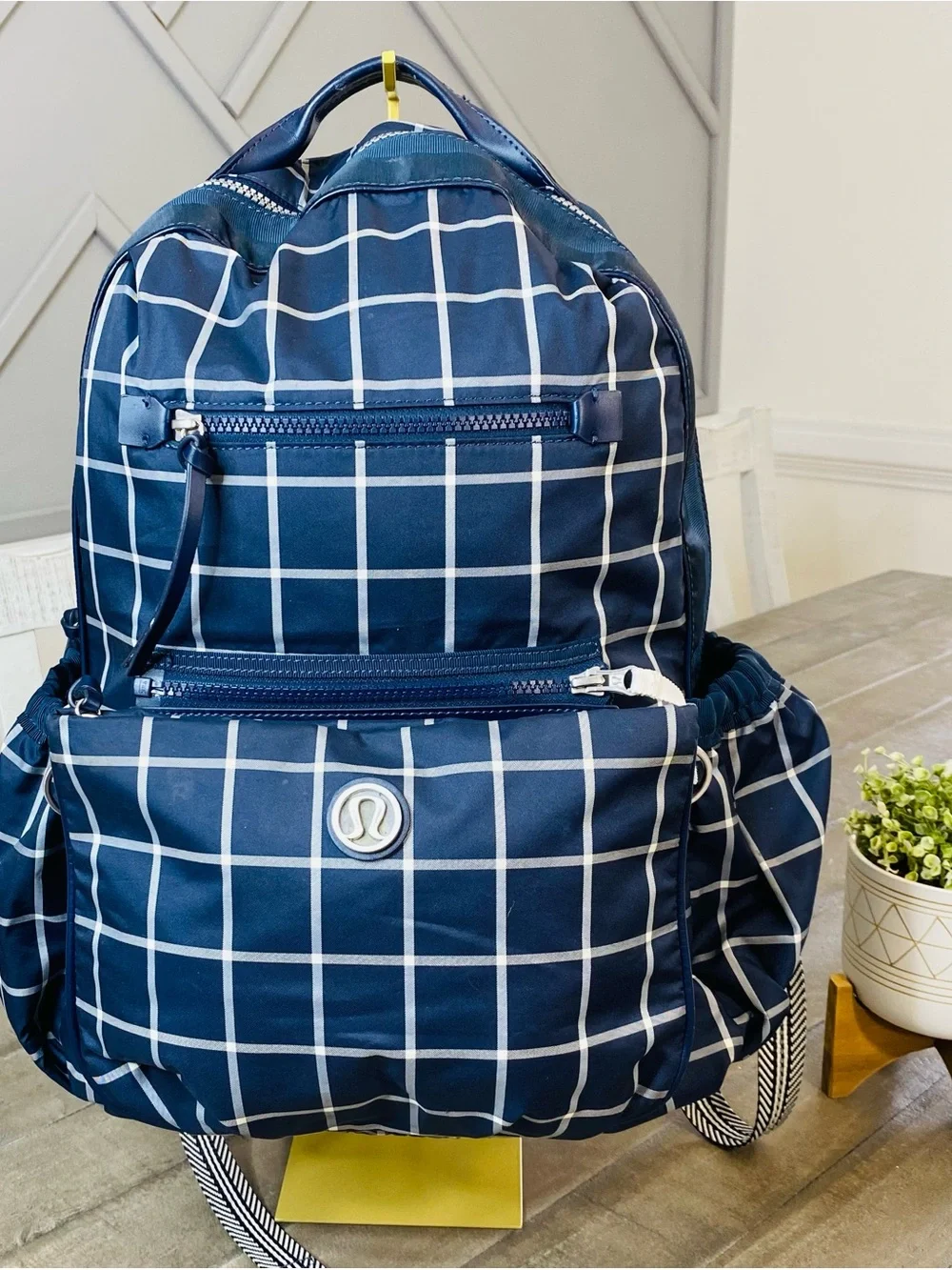 Lululemon Back To Class Backpack Pacific Check Inkwell Ghost Blue Plaid